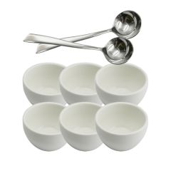 Rhino White Cupping Bowl & Spoon Set